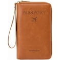 thumbnail image 1 of RFID Passport Holder Wallet - Multi-Functional Travel Wallet for Women & Men with Card Slots & Pen Holder, RFID Blocking (brown), 1 of 9