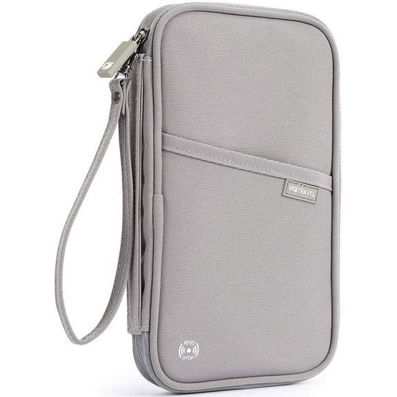 RFID Passport Holder Wallets for Travel, Family Passport Holder, Travel Essentials Accessories Document Organizer, Travel Must Haves Rfid Blocking Cover Case for Women and Men, Gray