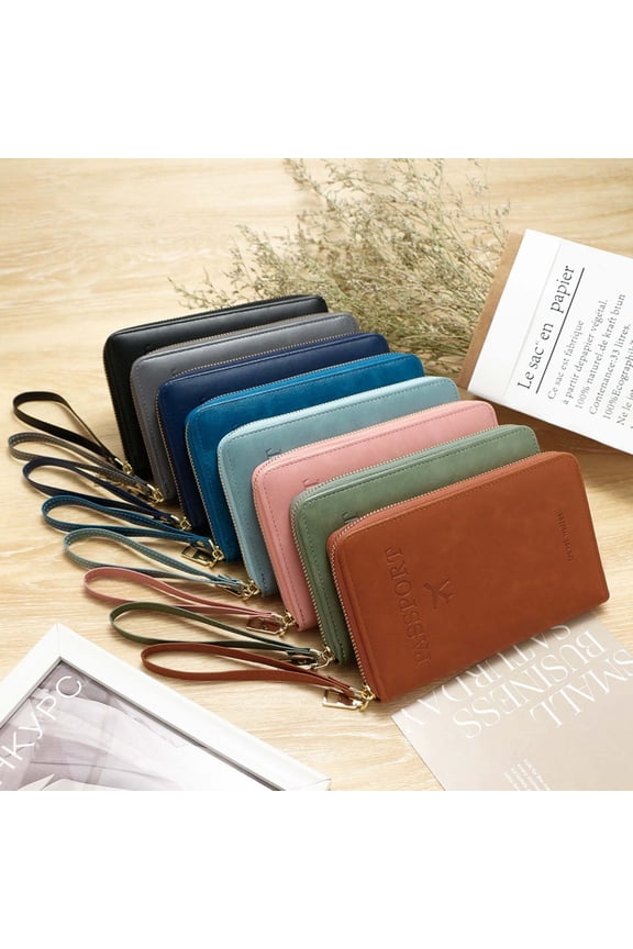 RFID Passport Wallet, Multifunctional Zipper Cover, Travel Organizer, Phone Holder, Water Repellent, Lightweight Compact, Tear Resistant, for International Trips and Daily Use