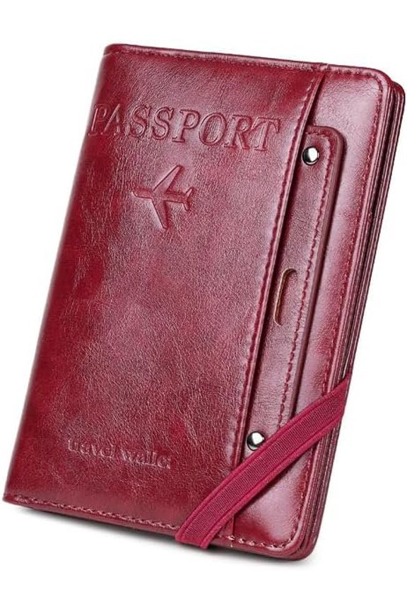RFID Passport Wallet, RFID Passport Holder for Wallet, Essential Travel Anti- Wallet Storage Case, Anti- Protective Case,Burgundy