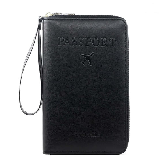 RFID Passport Wallet with Phone Pocket and Copper Zipper for Travel – Compact Slim Design with Water-Repellent Fabric