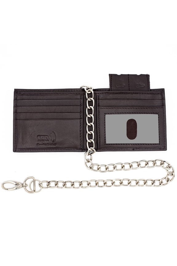 RFID Safe Genuine Leather Bifold Wallet with Clear Window ID Key Holder for Men – J520