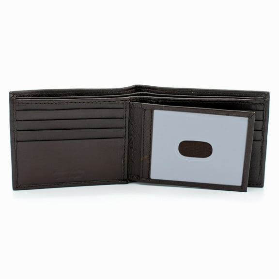 RFID Safe Men Leather Bi-fold Wallet for Men Billfold Center Flip-ID 14 Card slot Thumb ID Zip Bill Slot Key Holder