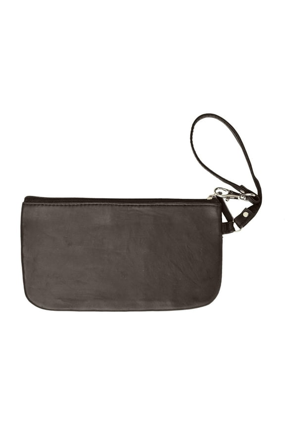 RFID Safe Soft-Sided Premium Leather Zippered Wristlet Wallet. RFID P 1716 (C)
