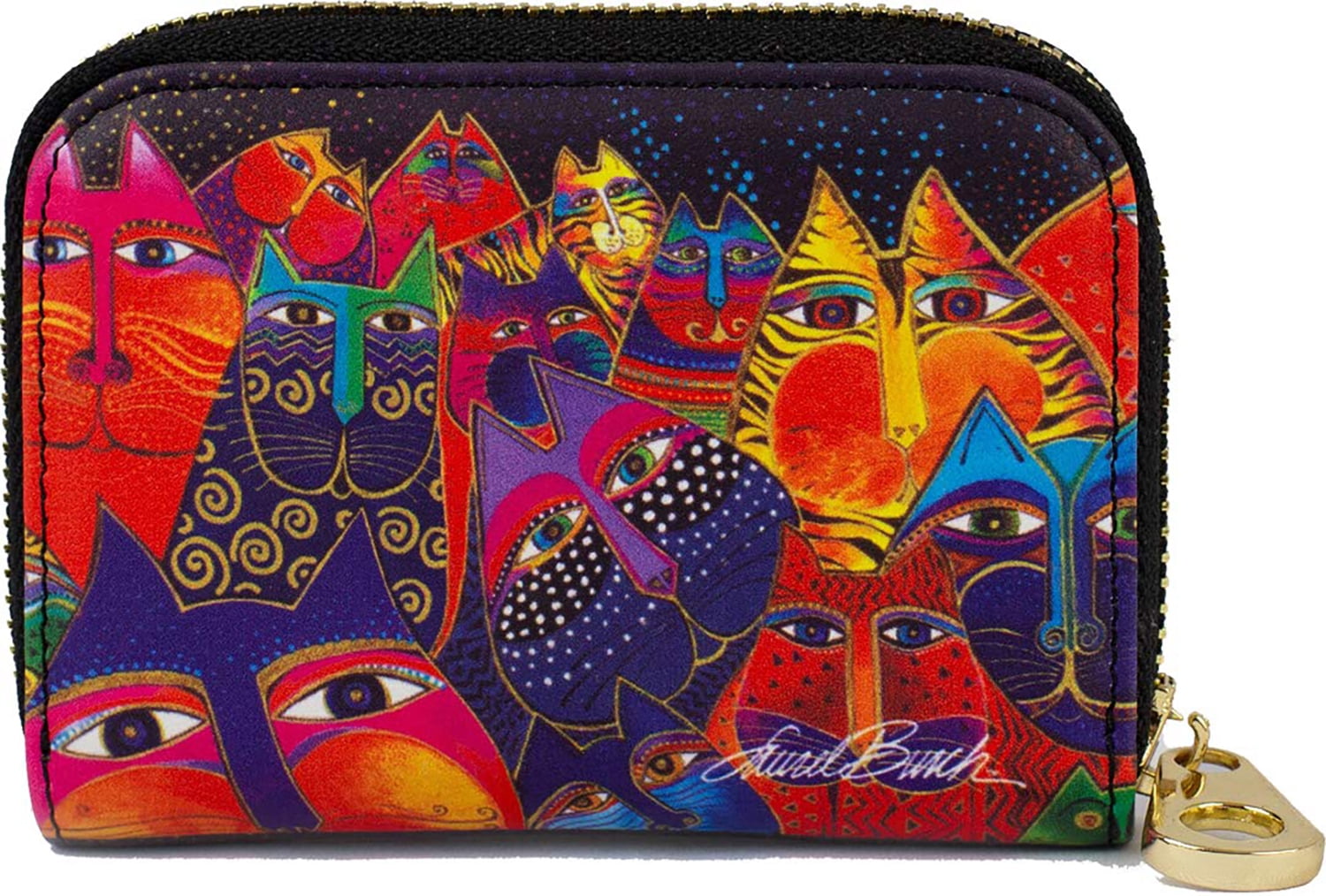 RFID Blocking Wallet - Laurel Burch Dancing Hearts Design, Armored Zipper Card Holder