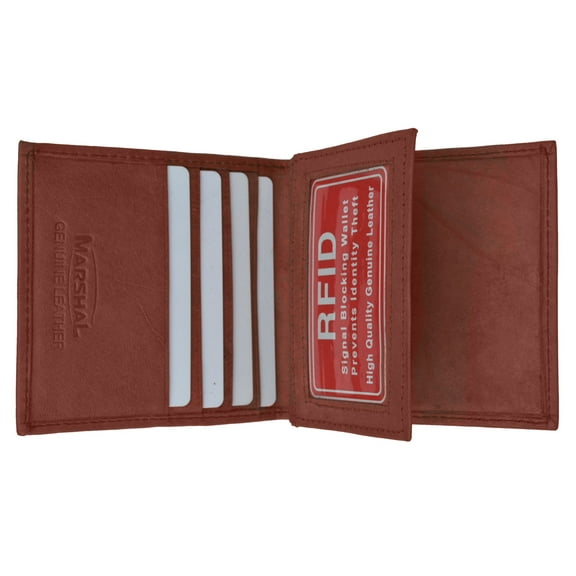 RFID Security Block Safe Leather Credit Card ID Business Card Center Flap Wallet RFID 74 (C)