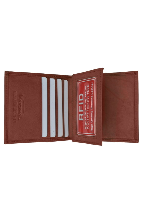 RFID Security Block Safe Leather Credit Card ID Business Card Center Flap Wallet RFID 74 (C)