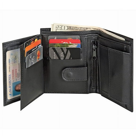RFID Security Wallet, 20 Pocket Organization, Genuine Leather, Black
