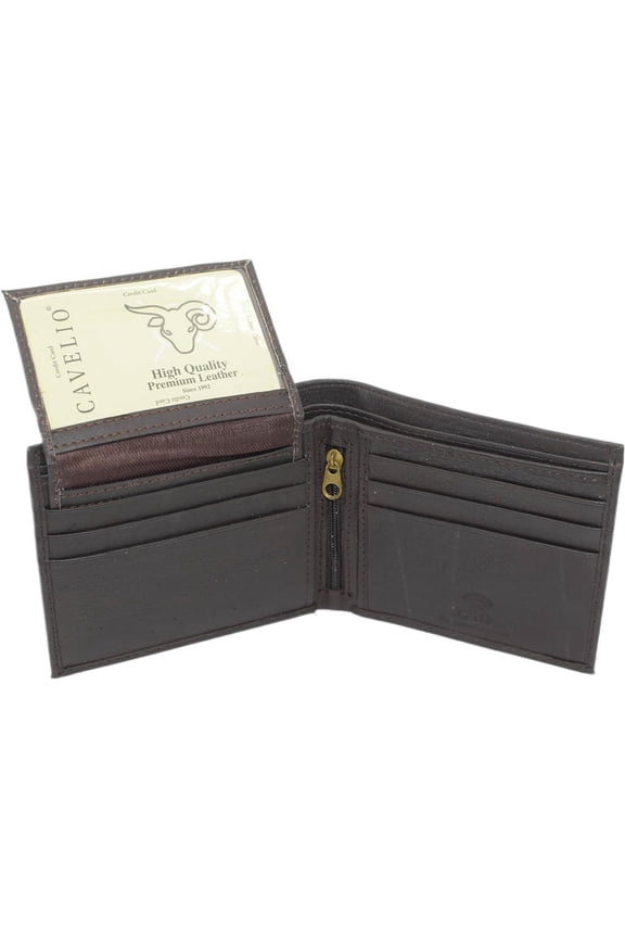 RFID Slim Front Pocket Wallets For Men - Genuine Leather Mens Bifold Wallet With Removable 2 ID Windows Zipper Coin Stylish Passcase Brown