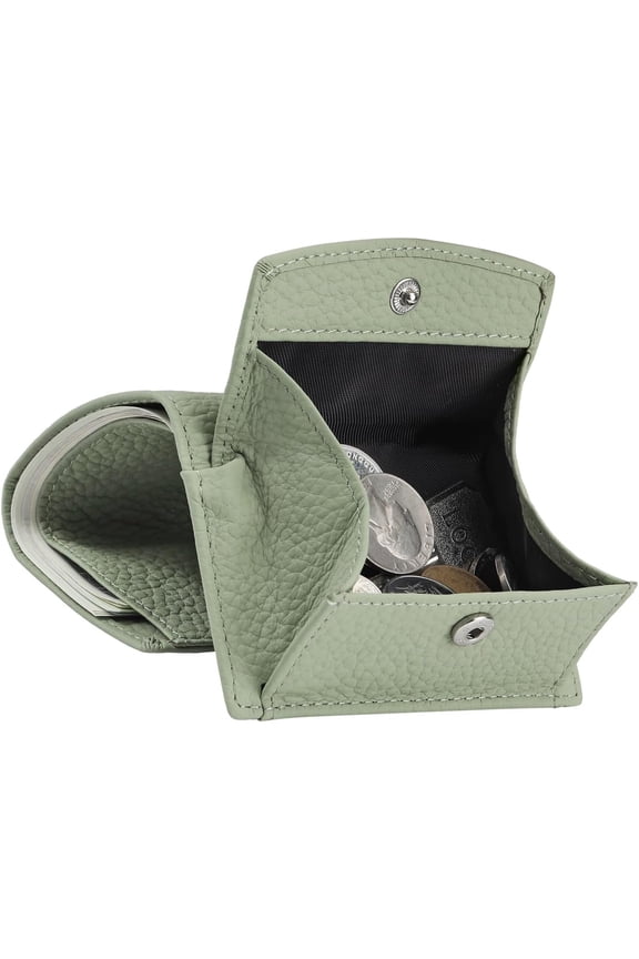 RFID Small Leather Wallet for Women with Coin Pouch Compact Trifold Mini Pocket Wallet with Cash Slot and Card Holders Great for Daily or Travel (Light Green)