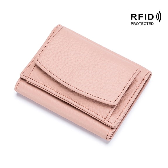 RFID Small Leather Wallet for Women with Cash Coin and Card Holders Compact Minimalist Pocket Wallet for Daily or Travel White