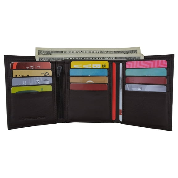 RFID Trifold Premium Leather Mens Card Holder Wallet W/ Outside ID Window