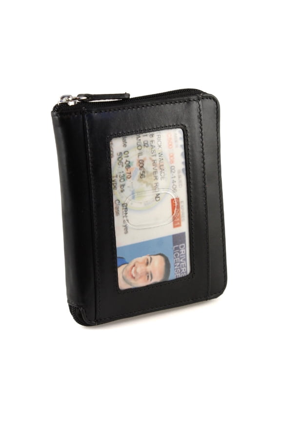 RFID Unisex Zip Around Wallet (Black)
