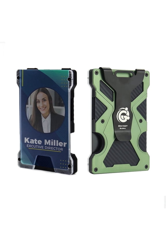 RFID Wallet For Men Ultra Thin Titanium Carbon Fiber Slim Tactical - Minimalist Design with Aluminum Money Clip & Credit Card Holder