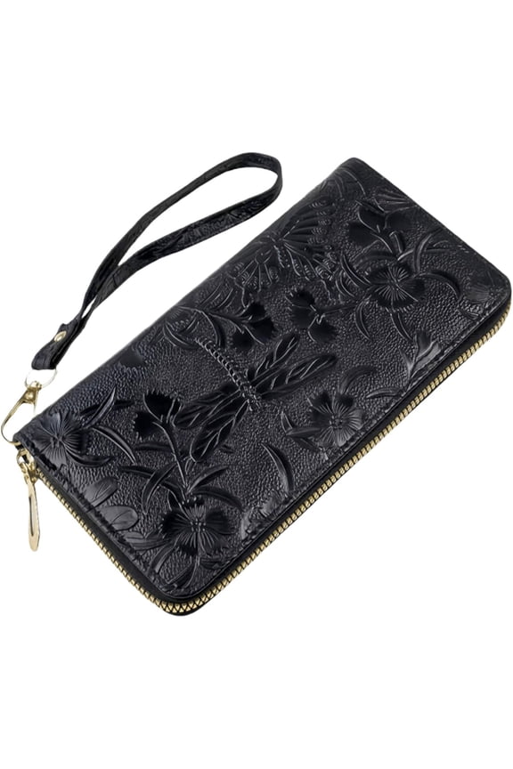 RFID Wallets for Women Wristlet Vegan Leather Long Purse Floral Zip Around Clutch Large Capacity Card Holder