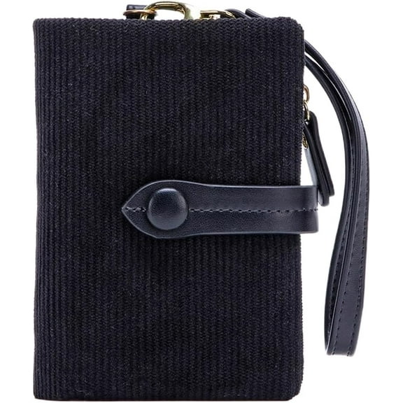RFID Women's Wallet Corduroy Trifold Wallet Clutch with Zipper Pocket wristlet for Women Ladies Credit Card Holder