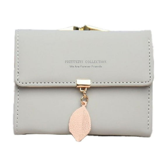 RFID blocking PU Leather Leaf Pendant Card holder Organizer Zipper coin wallet