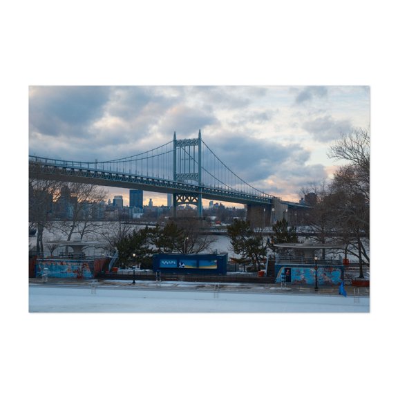 RFK Bridge From Astoria Park - Queens New York Photography Bridge Cityscape Winter Architecture Skyline Scenic Water Unframed Wall Art Print 4 x 6 inches