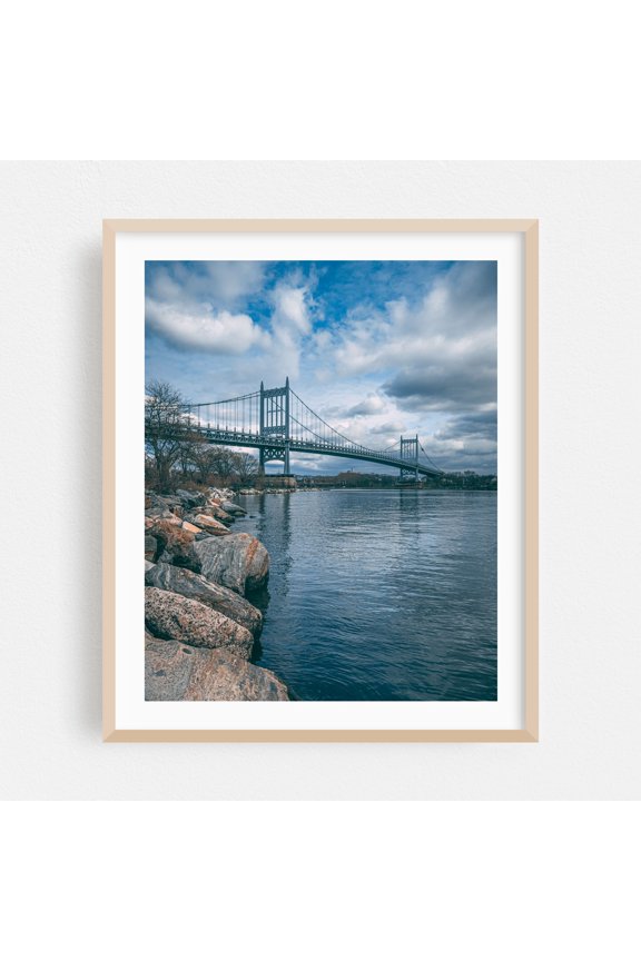 RFK Bridge - The Bronx New York Photography Bridge Water Scenic Cityscape Architecture Nature Landscape Oak Framed Wall Art Print 6 x 8 inches