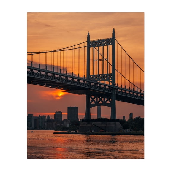 RFK Bridge at Sunset, Astoria - Queens New York Photography Unframed Wall Art Print 11 x 14 inches