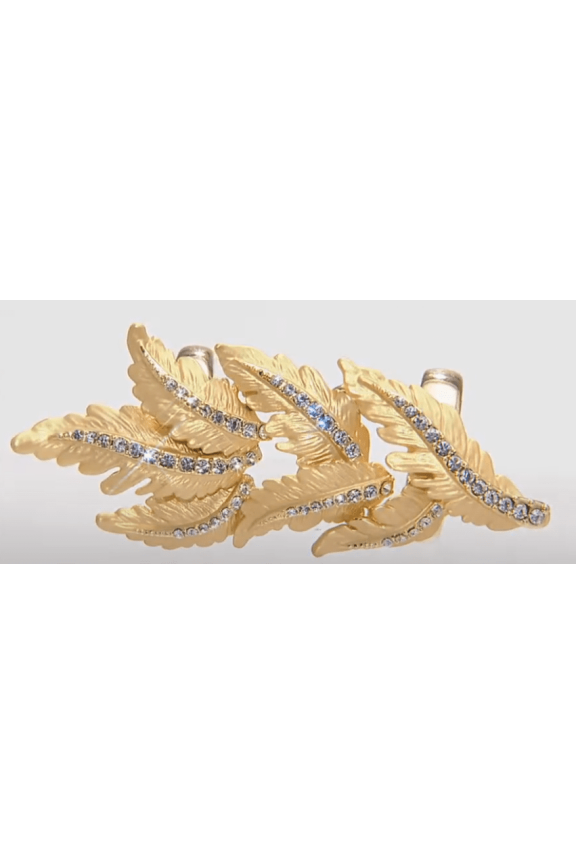 RFM Goldtone Crystal Leaf-Design Knuckle Ring, Size 5