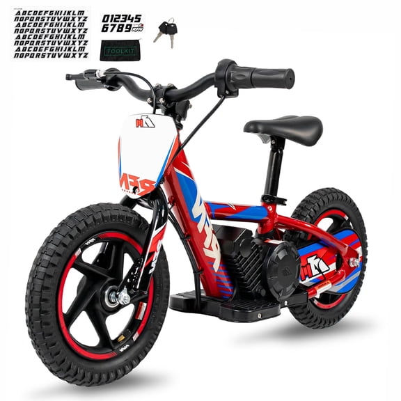 RFN DNA 12 Kids Electric Dirt Bike, 170W Motor, 2-Speed Modes, 12-In Off-Road Tires, Lightweight Balance Bike for Ages 3+.Free Stickers
