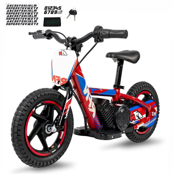 RFN DNA 12 Kids Electric Dirt Bike, 170W Motor, 2-Speed Modes, 12-In Off-Road Tires, Lightweight Balance Bike for Ages 3+.Free Stickers