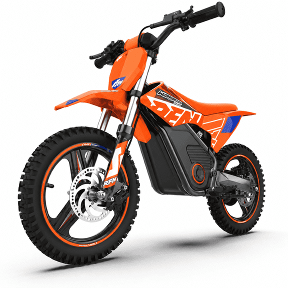 RFN SX-E500 Electric Dirt Bike for Kids,500W Brushless, 21.7 MPH & 16-mile range,Dual 14" Tires.Age For 4–8, Orange