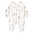 thumbnail image 1 of RFQWOVSR Baby Cotton Footed Romper with Mitten Sleeves Sleep Suit for Babies 1-3 Months, 1 of 3