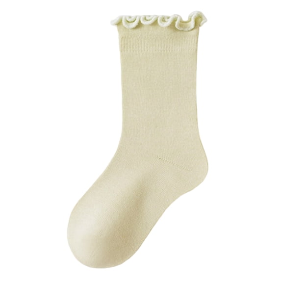 RFQWOVSR Baby Cotton Ruffle Crew Socks in Solid Colors