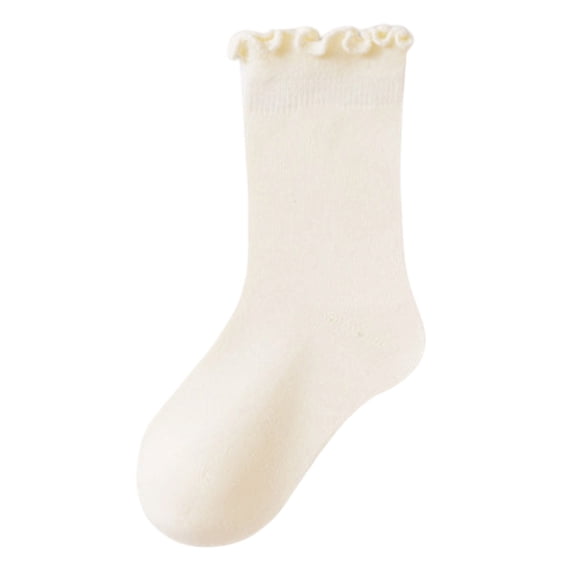 RFQWOVSR Baby Cotton Ruffle Crew Socks in Solid Colors