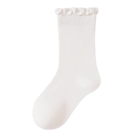 RFQWOVSR Baby Cotton Ruffle Crew Socks in Solid Colors