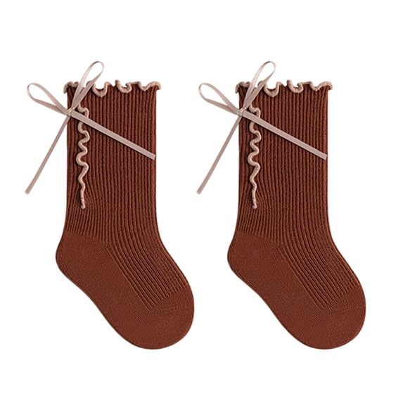 RFQWOVSR Baby Girls' Ruffle Bow Knee High Socks with Non-Slip Design