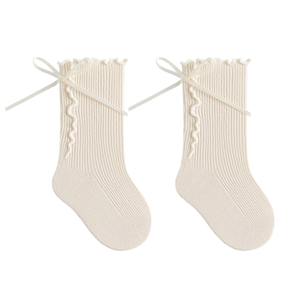 RFQWOVSR Baby Girls' Ruffle Bow Knee High Socks with Non-Slip Design