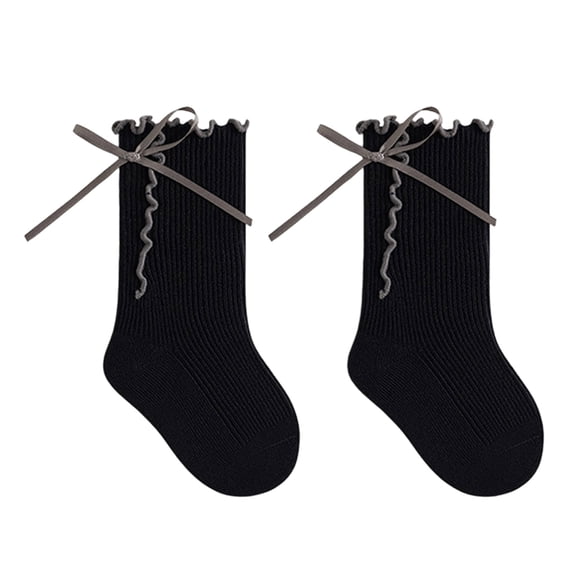RFQWOVSR Baby Girls' Ruffle Bow Knee High Socks with Non-Slip Design