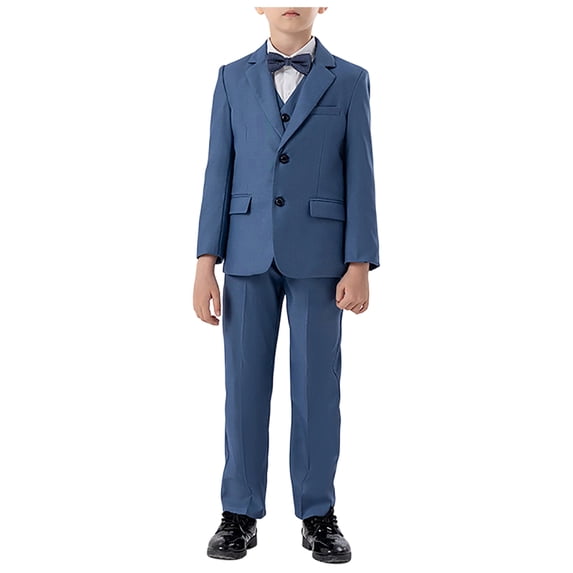 RFQWOVSR Boys British Style Suit Set with Bow Tie Stage Performance Wear for Wedding Party 3-4 Years