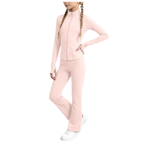 RFQWOVSR Girls Ballet Long Sleeve Zipper Jacket Set Dance Performance Outfit 11-12 Years