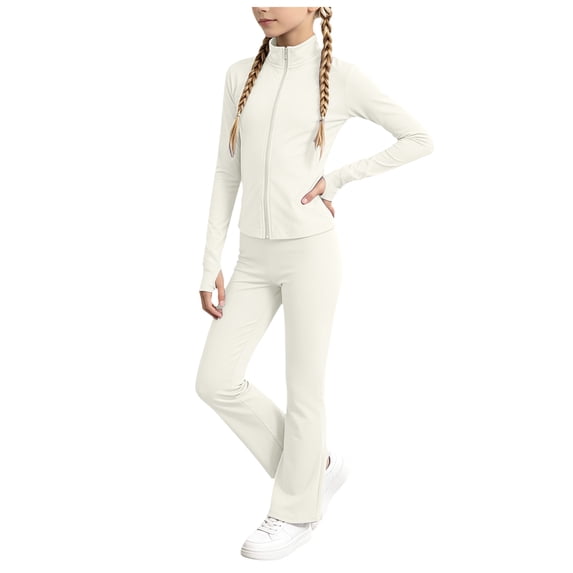 RFQWOVSR Girls Ballet Long Sleeve Zipper Jacket Set Dance Performance Outfit 3-4 Years
