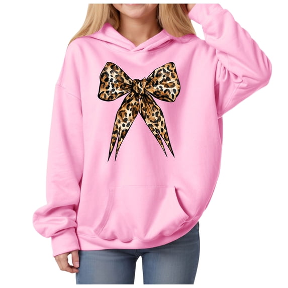 RFQWOVSR Girls Butterfly Print Hoodie Lightweight Fleece Long Sleeve Pullover Cute Top 7-8Years