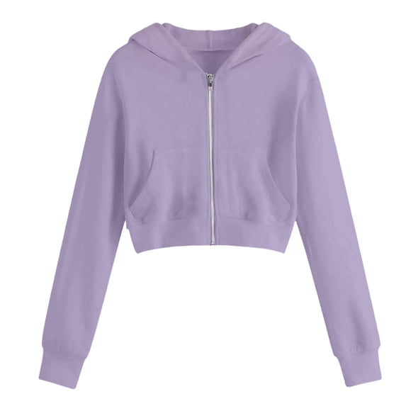 RFQWOVSR Girls Crop Zip Up Hoodie Soft Comfortable with Pocket Casual Jacket 5-6 Years