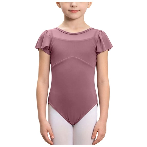 RFQWOVSR Girls' Flutter Sleeve Ballet Leotard for Dance Practice