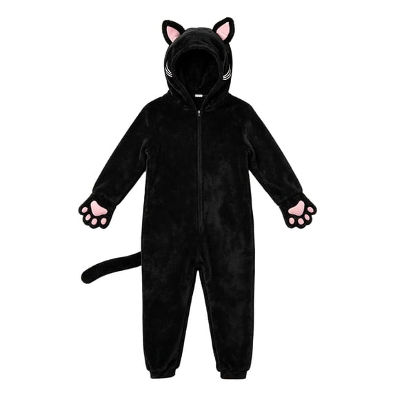 RFQWOVSR Girls Halloween Cat Print Romper Pajamas Warm Comfortable Home Sleepwear 9-10 Years