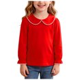 thumbnail image 1 of RFQWOVSR Girls' Long Sleeve Top Solid Color Soft Fabric Crew Neck, 1 of 5