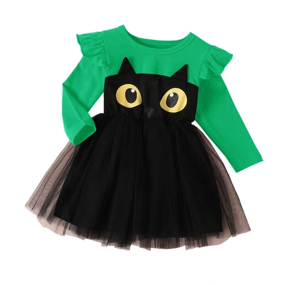 RFQWOVSR Girls Long Sleeve Tutu Mesh Princess Dress Halloween Party Gown 5-6 Years