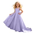 thumbnail image 1 of RFQWOVSR Girls Satin Bow Sleeveless Backless Dress Tween Wedding Party Princess Gown 9 Years, 1 of 6