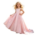 thumbnail image 1 of RFQWOVSR Girls Satin Bow Sleeveless Backless Dress Tween Wedding Party Princess Gown 9 Years, 1 of 6