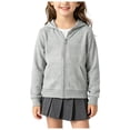 thumbnail image 1 of RFQWOVSR Girls Solid Color Zip Up Hoodie Soft Comfortable Casual Jacket 3-4 Years, 1 of 6