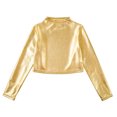 thumbnail image 1 of RFQWOVSR Kids Long Sleeve Mock Neck Leather Dance Top Retro Pullover, 1 of 6