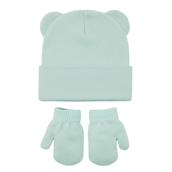 RFQWOVSR Kids' Winter Knitted Hat with Ear Flaps and Gloves Set