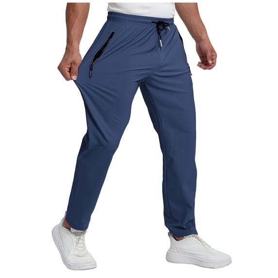 RFQWOVSR Men's Lightweight Quick Dry Athletic Joggers Elastic Breathable Running Workout Sweatpants with Zipper Pockets XL